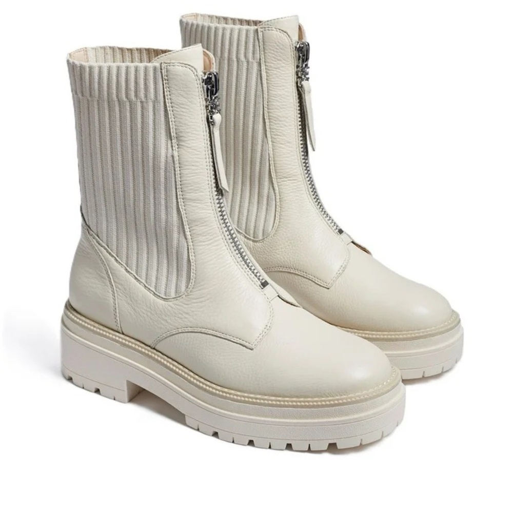 Sam Edelman Winniford Off-White Leather Ankle Boots